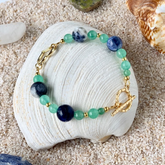 Genuine 14k Gold Plated Heart & Gemstone Bracelet - Keep Your Heart Centered - Picture 5 of 9